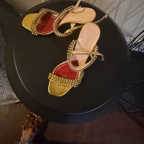 Gucci Women's Gold Embellished Heels - Picture 5 of 13